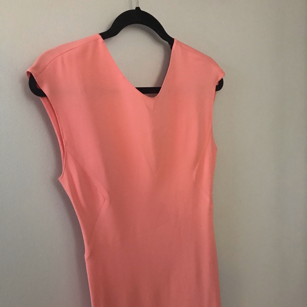 Zara Cap Sleeves Coral Midi Dress - Picture 6 of 9